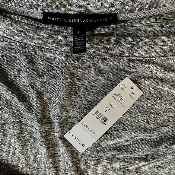 White House Black Market Women’s Tunic with Banded Bottom - Silver Metallic - Picture 4 of 4